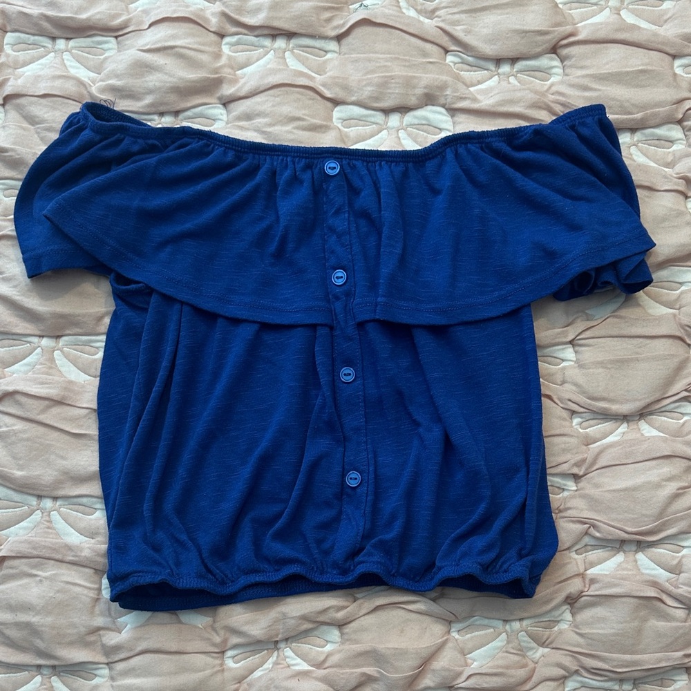 Almost Famous Royal Blue Off-Shoulder Blouse